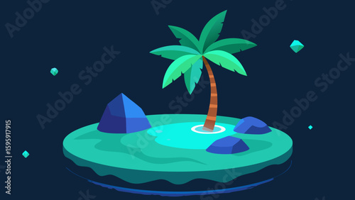 mini tropical scene floating leaves glowing