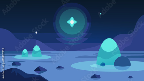 miniature moonlit beach glowing star shaped