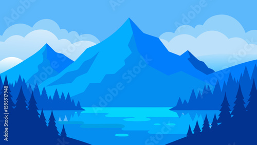 mountain backdrop glassy blue lake surrounded
