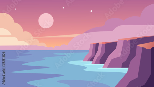 whimsical coast gentle waves crashing shore