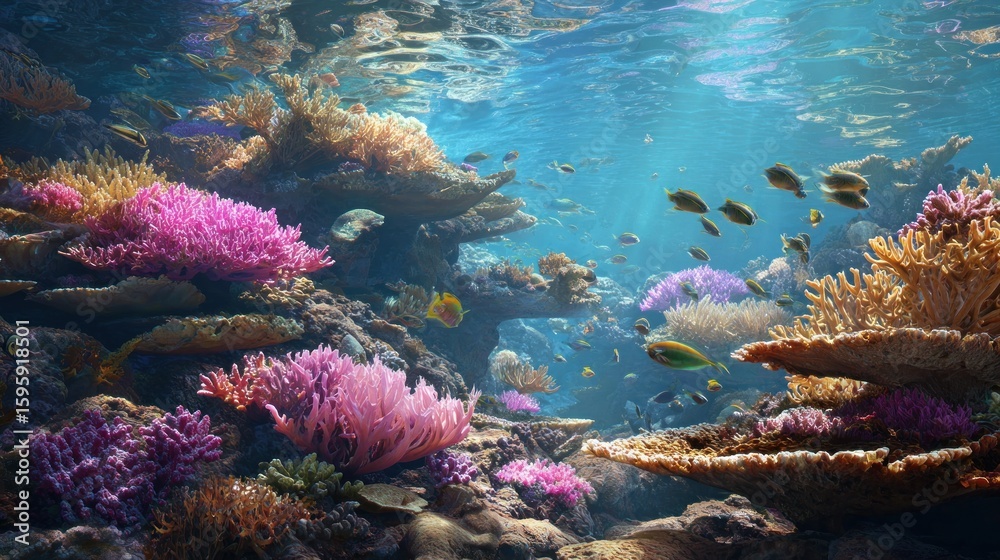 Naklejka premium Underwater coral reef scene