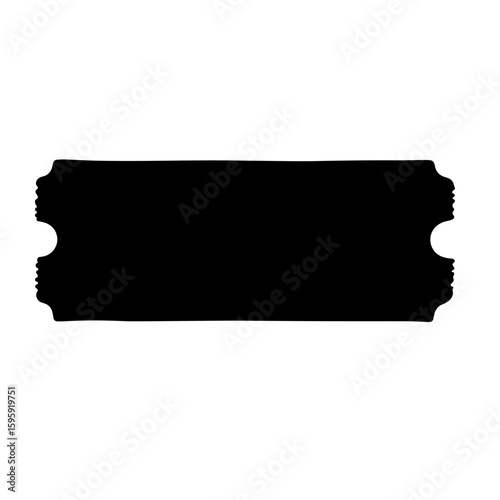 Black silhouette of a generic bus ticket in flat design  
