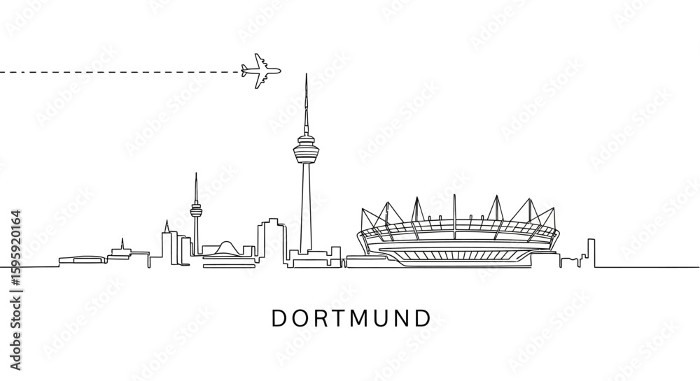 Fototapeta premium Dortmund with Germany Skyline Vector, and Minimalist.