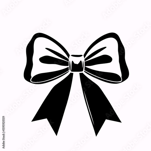 Black and pink ribbon bow vector isolated on white for gift decoration