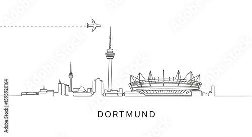 Dortmund with Germany Skyline Vector, and Minimalist.