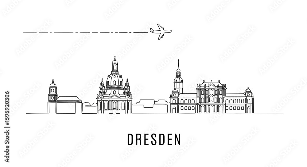 Obraz premium Dresden Skyline Line Art Germany Travel Icon.