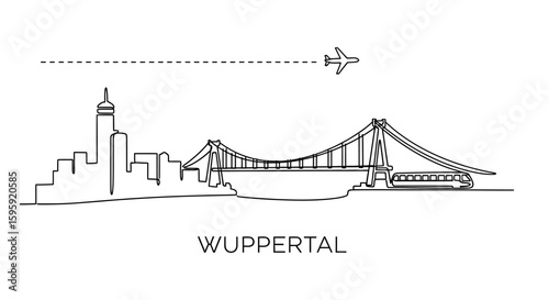 Wuppertal Skyline Cityscape with Germany, and Line Art.