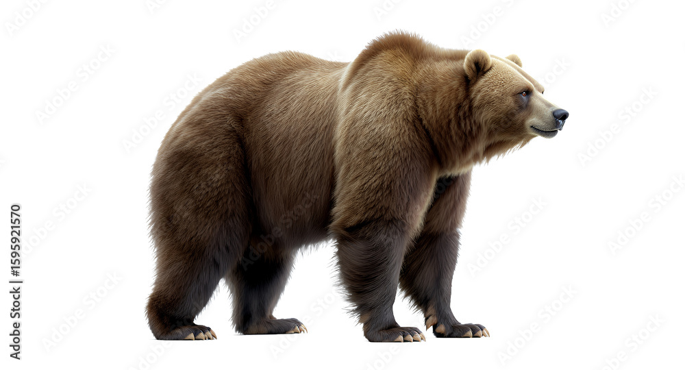 Fototapeta premium Brown Bear Standing Profile Wildlife Animal Image Fur Texture Nature Photography