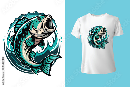 Cartoon of shark hunting little fishes
