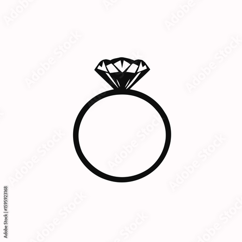 A dazzling round diamond engagement ring icon with a golden band, perfect for a wedding jewelry illustration