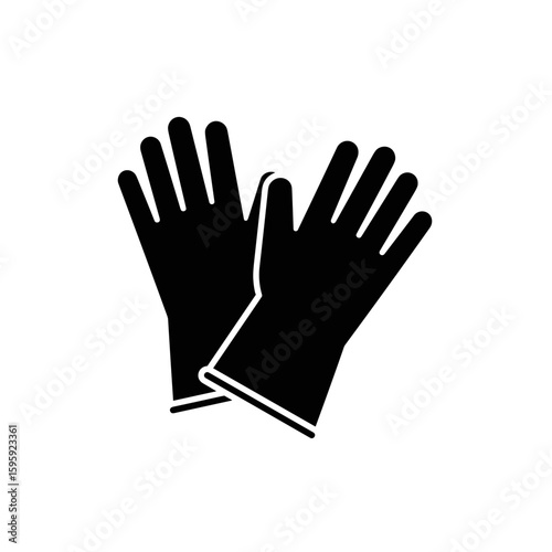 Cleaning gloves icon illustration in black and white for hygiene concept