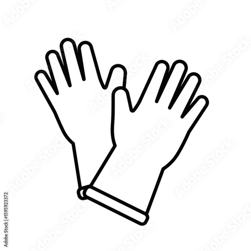 Cleaning gloves icon design in black and white for hygiene concept