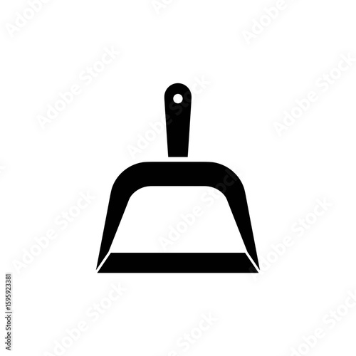 Dustpan icon design in black and white for cleaning concept