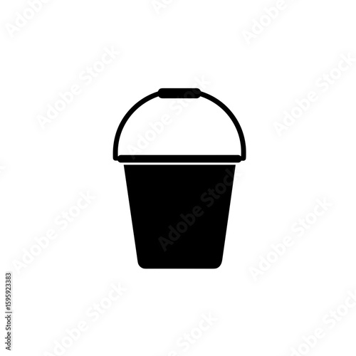 Bucket icon design in black and white for cleaning concept