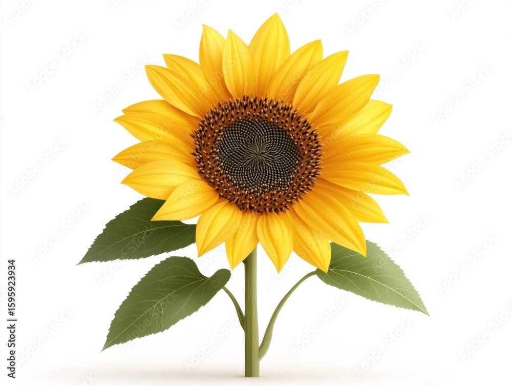 Obraz premium Vibrant Yellow Sunflower Isolated on White Background sunflower yellow vibrant isolated flower plant