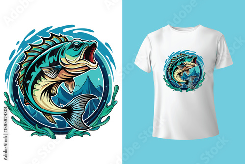 Cartoon of shark hunting little fishes
