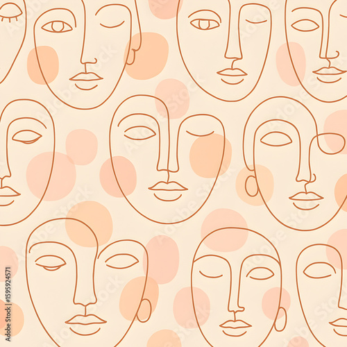 Abstract Minimal Face Line Art Pattern