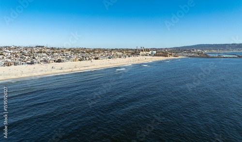 California Beach City Hermosa Beach to Redondo Beach Aerial Shot California USA