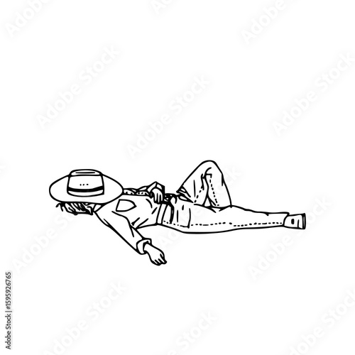 vintage traveler resting pose vector drawing