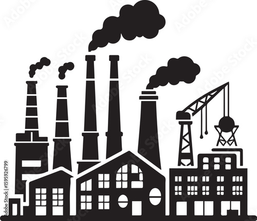 Factory building silhouette vector illustration