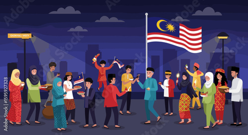 This peaceful scene highlights the unity, faith, and cultural diversity within Malaysia, showing people coming together for prayer and reflection.
