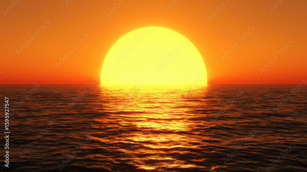 Magnificent Sunset Over Calm Ocean Waves in Warm Golden Tones Magnificent Sunset Over Calm Ocean Waves in Warm Golden Tones