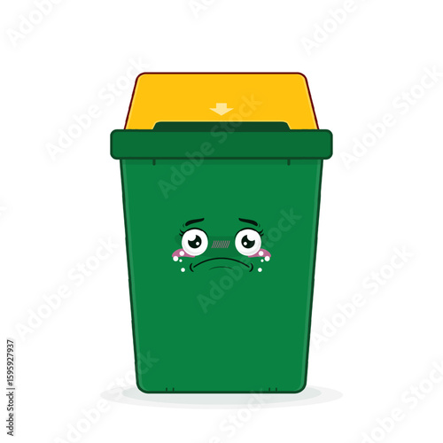 rubbish bin crying face cartoon cute