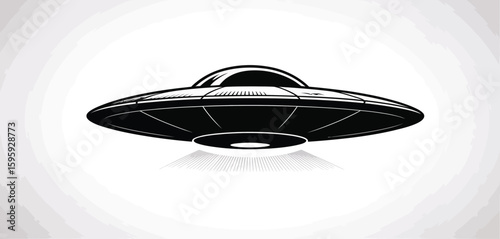 Classic flying saucer ufo illustration with reflection