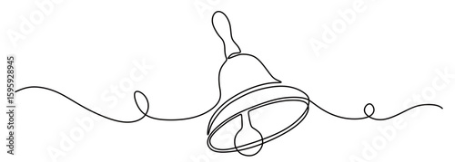 Continuous line art of a bell. This icon is for Christmas and religious events. Vector illustration.