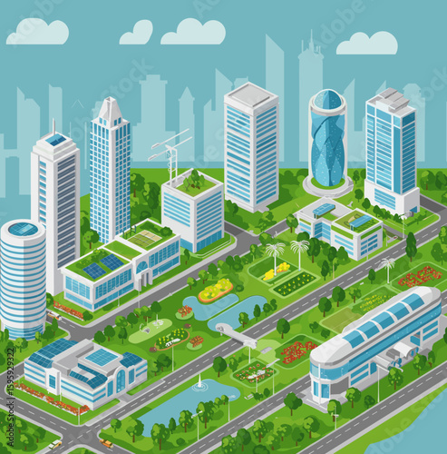 A futuristic cityscape of Malaysia, featuring high-rise buildings, greenery, and iconic landmarks.