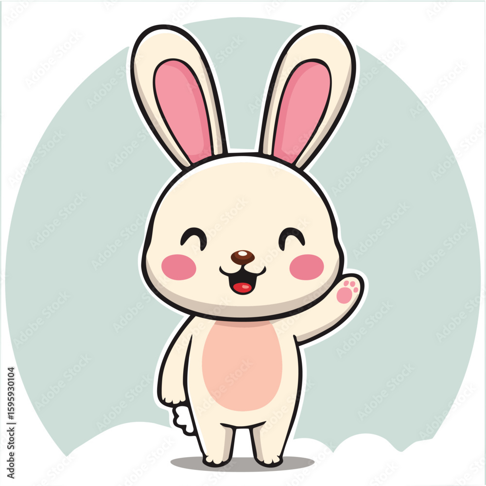 Fototapeta premium Cute bunny in kawaii-style vector illustration