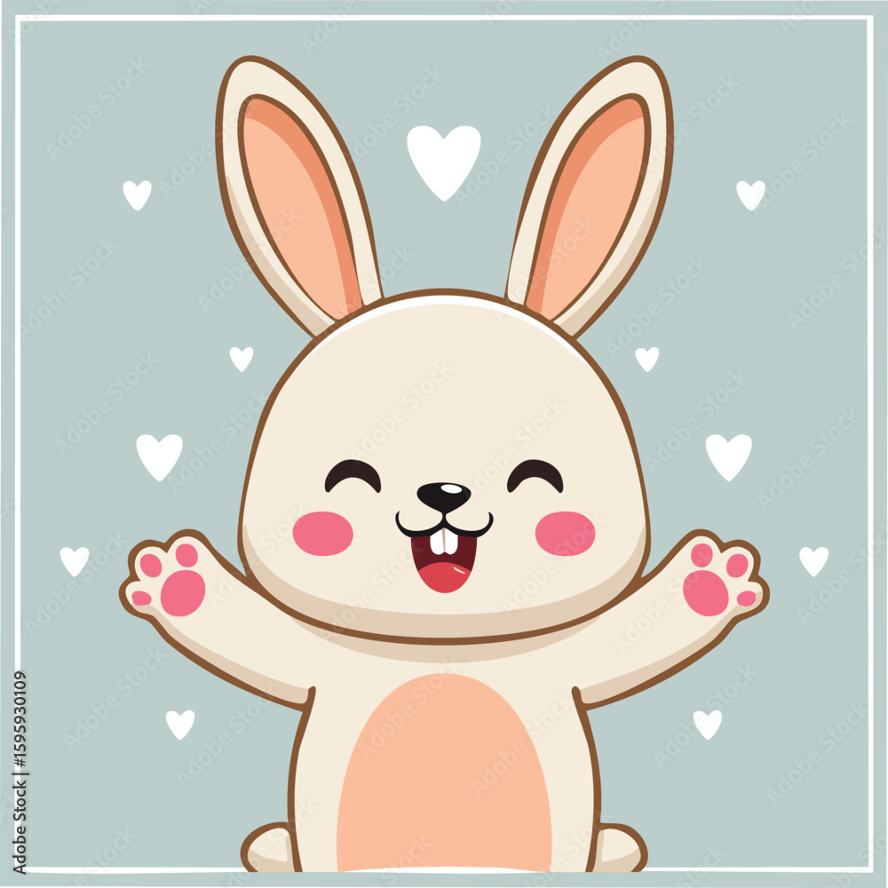 Fototapeta premium Cute bunny in kawaii-style vector illustration