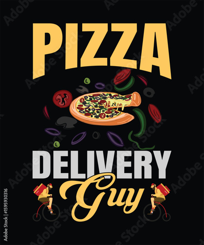 pizza  delivery guy t shirt design
