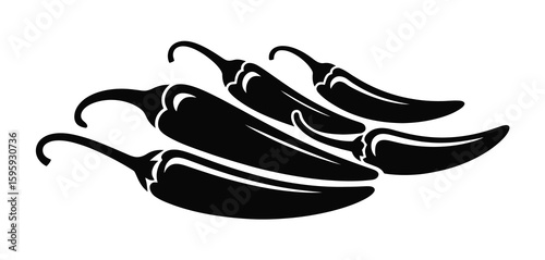 Stylized black silhouette of jalapeno peppers on white background