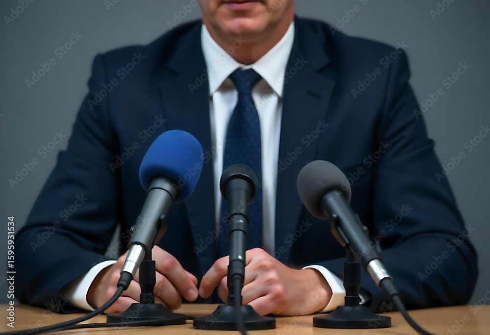 Naklejka premium Generative AI: Public Announcement Event with a Dignified Speaker Behind a Podium