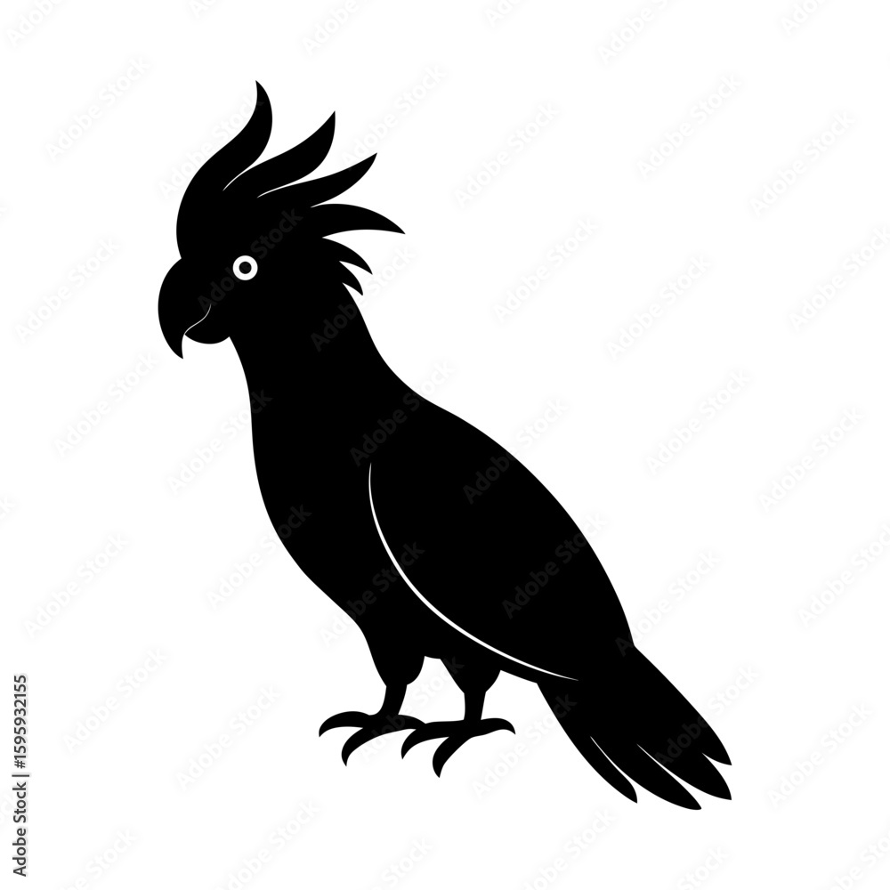 Fototapeta premium Silhouette of a cockatoo exotic bird avian animal vector art
