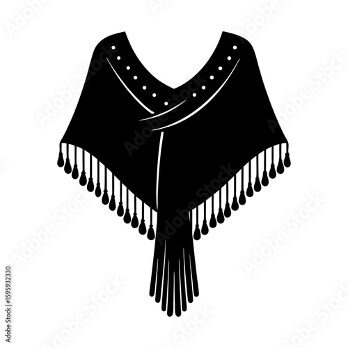 Stylized poncho fashion garment apparel clothing illustration silhouette