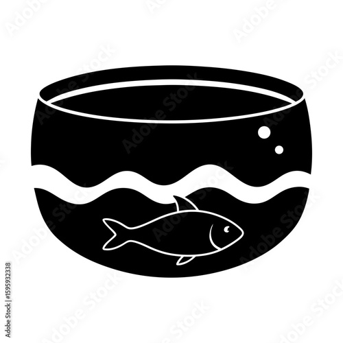 Aquarium fishbowl pet aquatic animal goldfish tank vector art silhouette