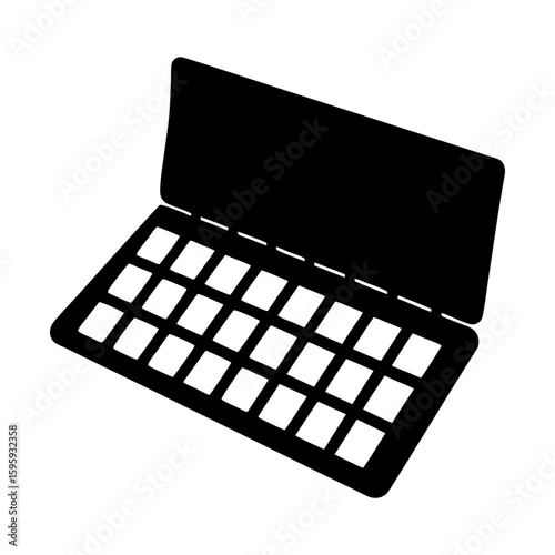 Cosmetic palette makeup beauty product eyeshadow case vector silhouette