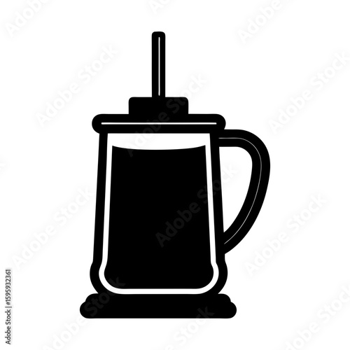 French press coffee maker vector illustration kitchenware art silhouette