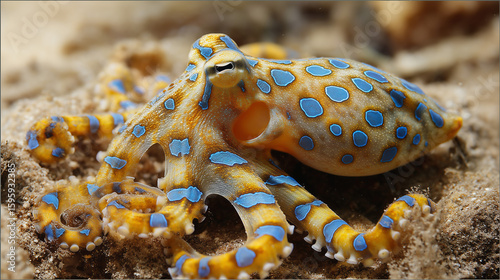 Close-up of a blue-ringed octopus