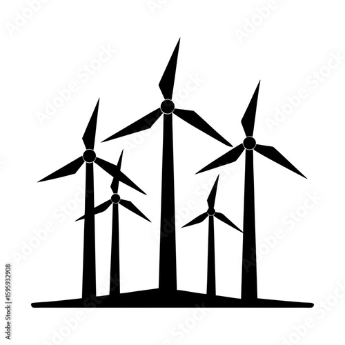 Wind turbine energy windmills electricity power generation farm silhouette