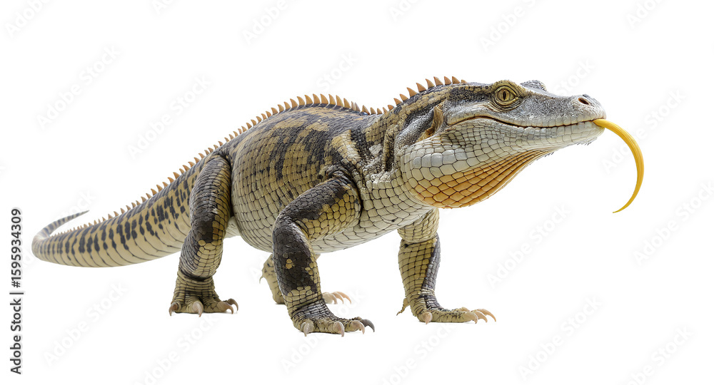 Naklejka premium Large reptile lizard exotic animal wildlife 3D render digital art fantasy creature scal