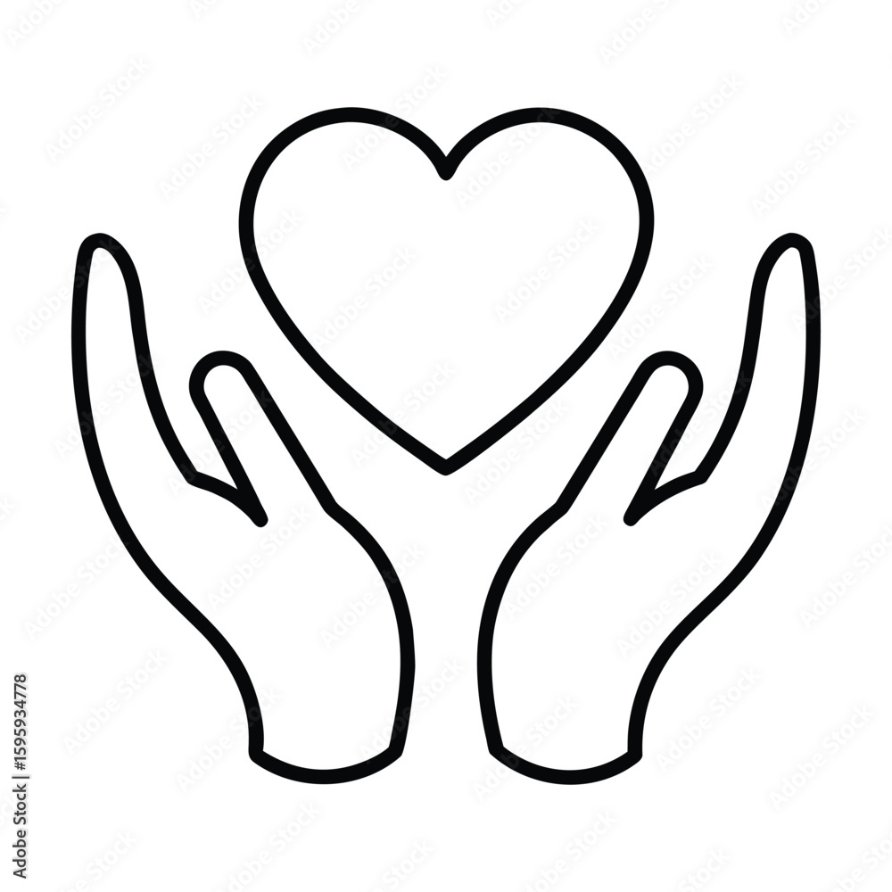 Obraz premium Vector art of hands holding a heart