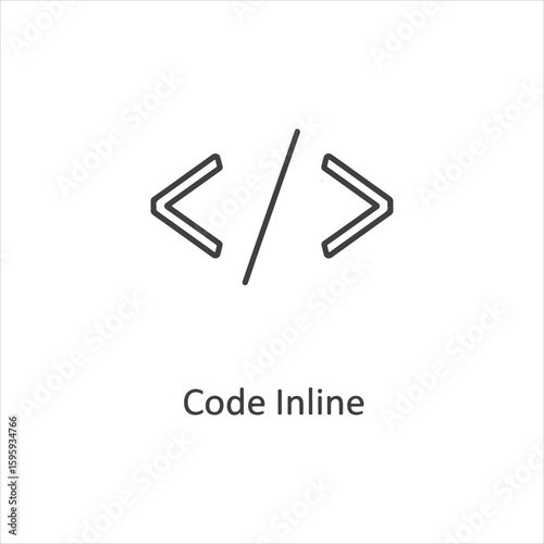 Vector art of code inline icon isolated on white background for web development