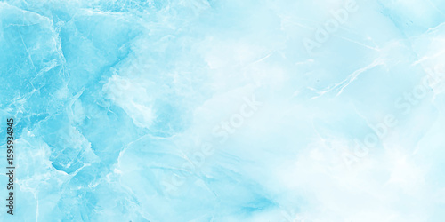 The texture features smooth flowing veins and cracks creating a dynamic effect, The colors range from light aqua to deeper blue tones, marble design for tails and wall decoration.