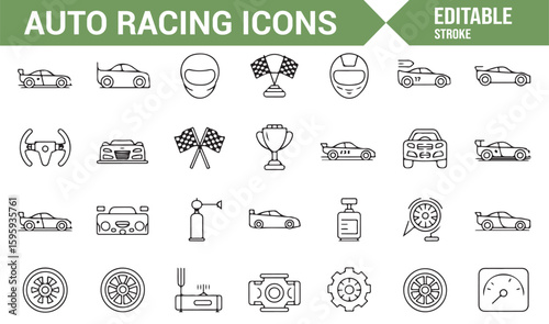 Auto Racing Elements - Icon Set for Graphic Design and Web Use
