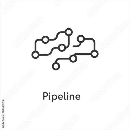Vector art of a pipeline diagram with interconnected nodes isolated on white background