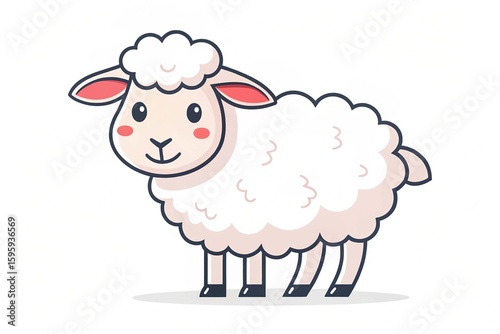 Minimalist flat vector sheep illustration on white background simple stylized design cute bold colors clean aesthetic animal vector animal vector on White Background