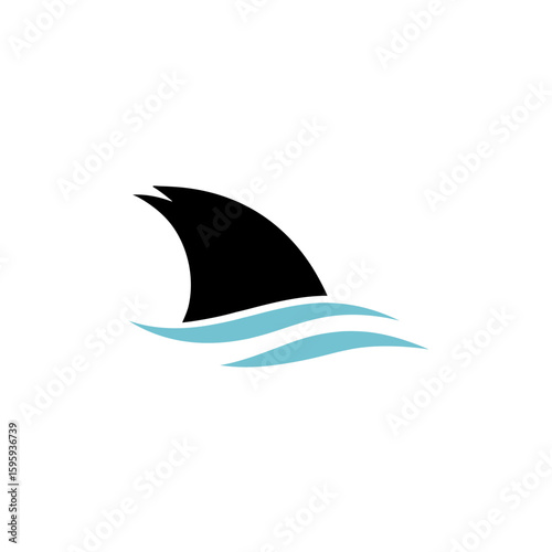 Shark fin in ocean wave icon. Vector illustration